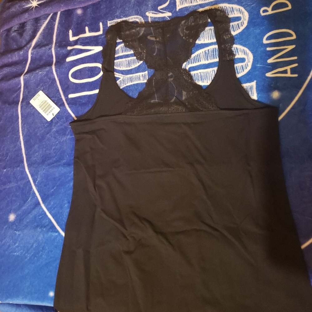 TORRID Black Lace Racerback Foxy Tank 1X
